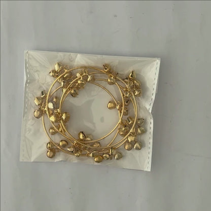 Brass Gold Kashmiri Ghunghroo Bangles Set of 4 Pcs | Traditional Oxidized Indian Festival & Mehndi Jewelry