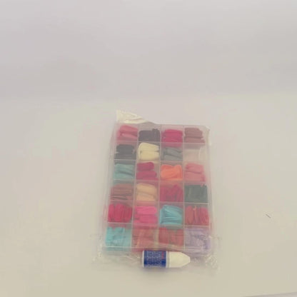 Multicolor Acrylic Artificial Nails Kit | Full Cover Nails with Glue | 24 Shades | 576 Pcs