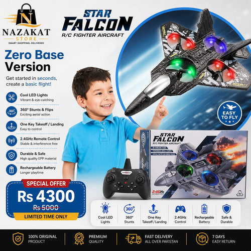Premium RC Fighter Jet Plane 2.4 | Remote Control Foam Airplane Toy with Lights & 3D Stunt Glider